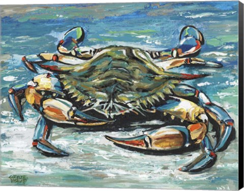 Framed Blue Palette Crab I Print