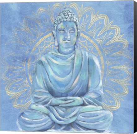 Framed Buddha on Blue I Print