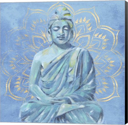 Framed Buddha on Blue II Print