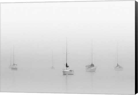 Framed Six Moored Sailboats Print