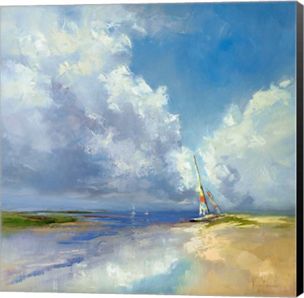 Framed Sailboat on a Sandy Beach Print