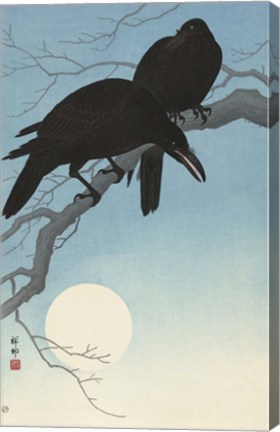 Framed Two Crows on a Branch, 1927 Print