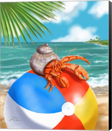 Framed Beach Friends - Hermit Crab Print