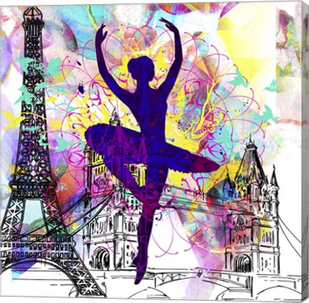 Framed London Ballerina Silhouette 1 Print