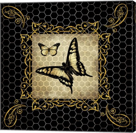 Framed Golden Butterflies Print