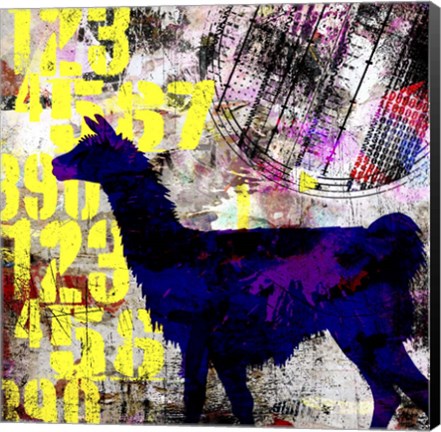 Framed Painted Llama Grunge Print