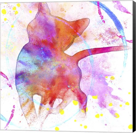 Framed Painted Pink Cat Print