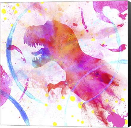 Framed Painted Pink Dino Print