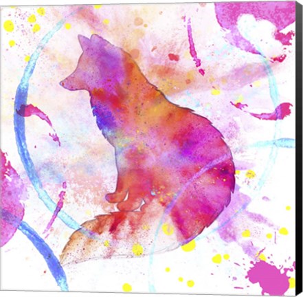 Framed Painted Pink Fox Print