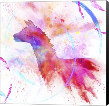 Framed Painted Pink Llama Print