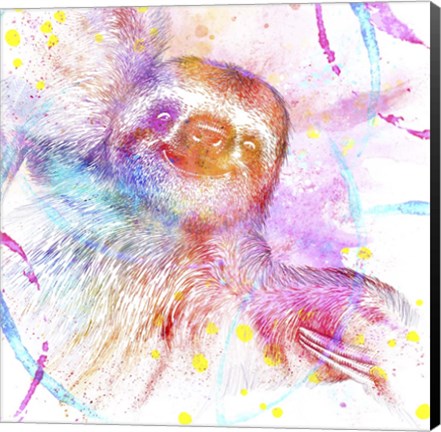 Framed Painted Pink Sloth Print