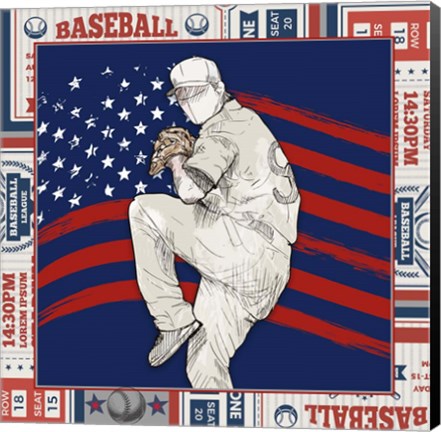 Framed American Baseball Player 1 Print