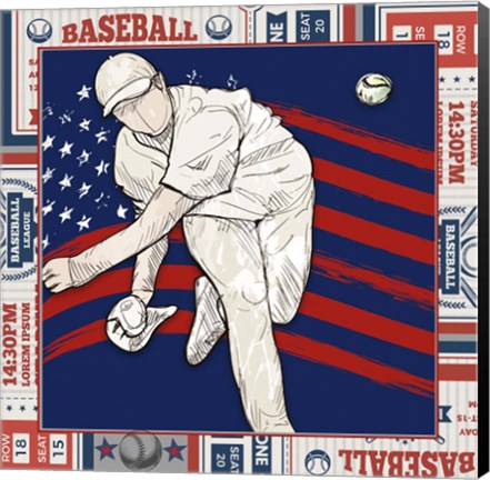 Framed American Baseball Player 2 Print