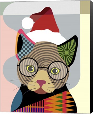 Framed Santa Kitty Print