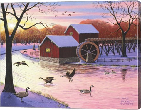 Framed Canadian Geese at the Old Grist Mill #2 Print