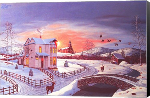 Framed Christmas in the Country #2 - Red Tint Print