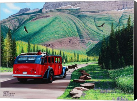 Framed Moose Crossing in Glacier Park Print