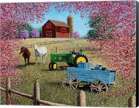 Framed Springtime at the Huber Farm Print