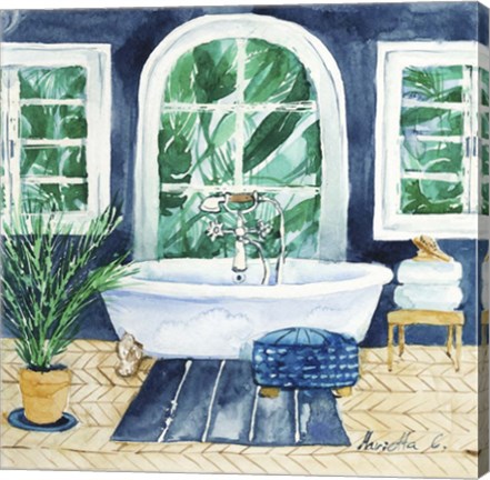 Framed Tropical Bathroom 1 Print