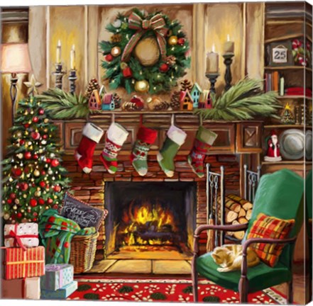 Framed Fireside Christmas Print