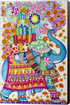 Framed Christmas Elephant Party Print