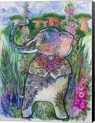 Framed Swinging Elephant 2 Print