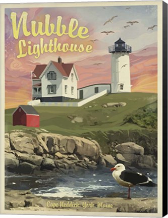 Framed Nubble Lighthouse Print