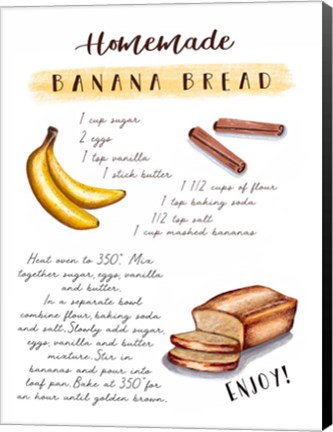 Framed Banana Bread Recipe Print