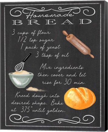 Framed Homemade Bread Recipe Print