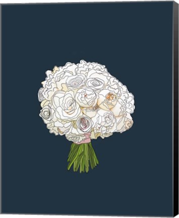 Framed White Rose Bouquet Print