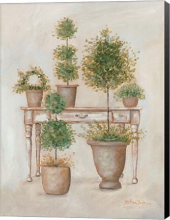 Framed Potting Bench &amp; Topiaries II Print