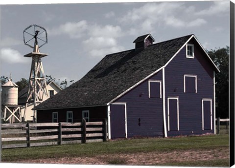 Framed Blue Barn Print