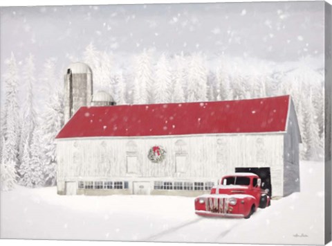 Framed Wyoming Christmas Barn Print