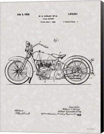 Framed Harley Patent Print