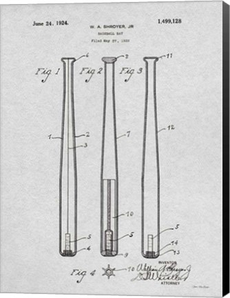 Framed Baseball Bat Patent Print