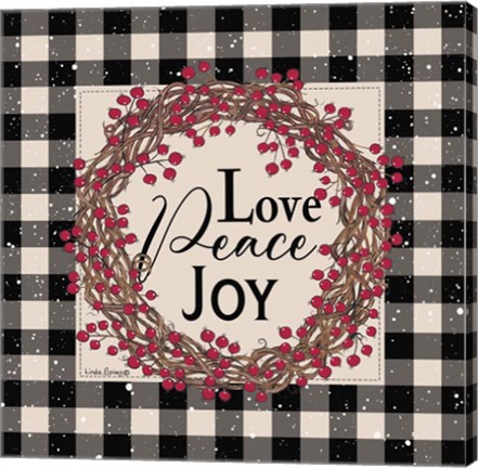 Framed Love Peace Joy with Berries Print