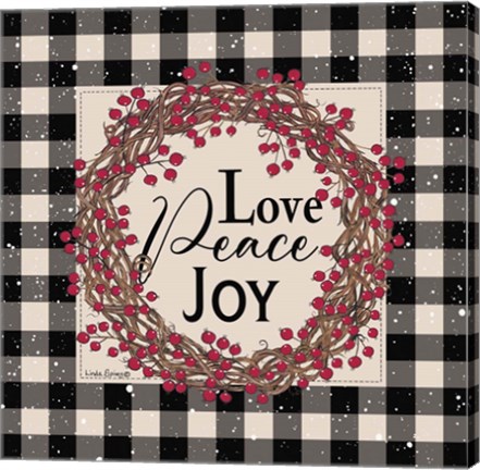 Framed Love Peace Joy with Berries Print