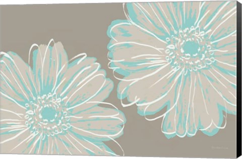 Framed Flower Pop Sketch II-Blue and Taupe Print