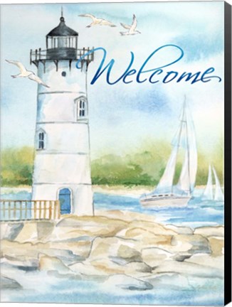 Framed East Coast Lighthouse portrait I-Welcome Print