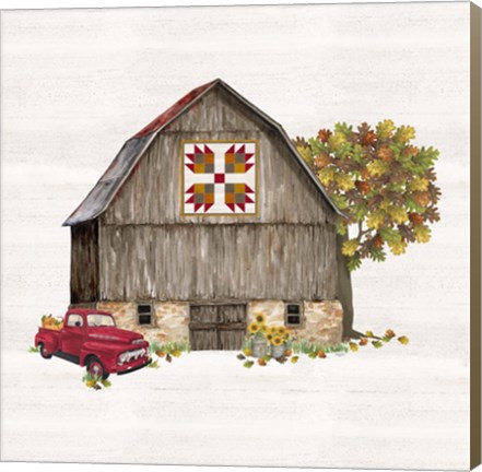 Framed Fall Barn Quilt III Print