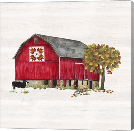 Framed Fall Barn Quilt IV Print