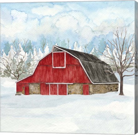 Framed Winter Barn Quilt II Print