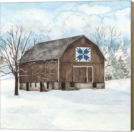 Framed Winter Barn Quilt III Print