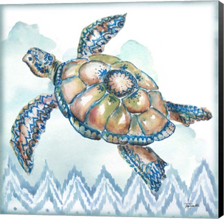 Framed Boho Shells I-Sea Turtle Print