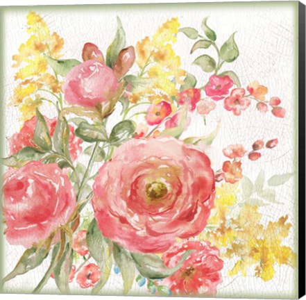 Framed Romantic Watercolor Floral Bouquet Print