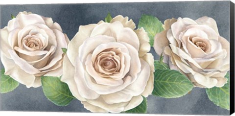 Framed Ivory Roses on Gray Landscape I Print