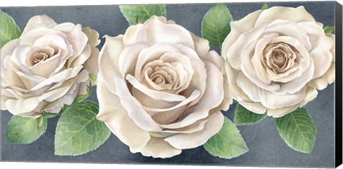 Framed Ivory Roses on Gray Landscape II Print