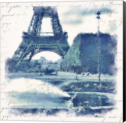 Framed Paris in Blue I Print