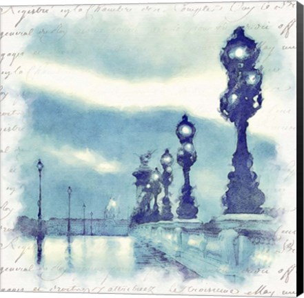 Framed Paris in Blue II Print