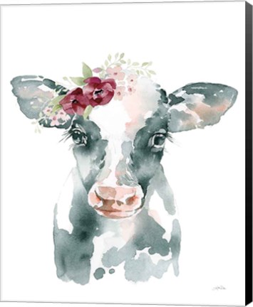 Framed Floral Cow Print